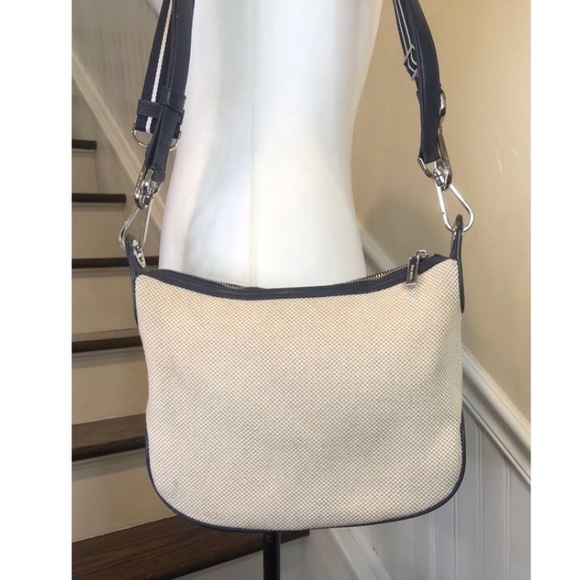 KATE SPADE Navy Leather & Woven Tote Crossbody Shoulder Bag Two Straps Included - Picture 8 of 15